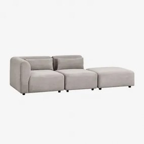 Modulaire Hoekbank Van 2 Delen Met Poef Fogler Corduroy Licht Taupegrijs - Sklum