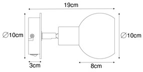 Art Deco spot zwart met smoke glas en hout - Vidro