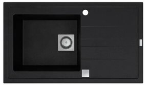 GO by Van Marcke Molto inbouwspoeltafel composiet met 1 bak met afdruip 860 x 500 mm met vierkante manuele plug omkeerbaar zwart 3512343101278