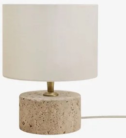 Orlena Tafellamp Van Natuursteen Travertijn & Gebroken Wit Ø20 Cm - ↑15 Cm Arlina - Sklum