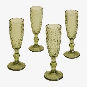 Verpakking Van 4 15cl Champagneglazen In Koviran-glas Groen – Mint - Sklum