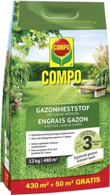 COMPO Gazonmeststof 12kg voor 480 m² - Lange Werking - milieuvriendelijke meststof - werking 100 dagen
