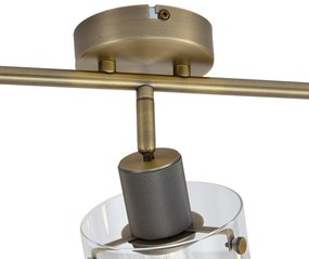 Design plafondspot brons met helder glas 3-lichts - Domo