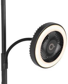 Vloerlamp met dimmer met ventilator zwart incl. LED 2700K - 4000K - Dores Modern rond Binnenverlichting Lamp