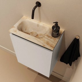 Mondiaz Ture DLux toiletmeubel 40cm linen met wastafel frappe links zonder kraangat