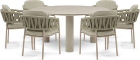 Tuinset Ronde Tuintafel 6 personen Rope Zand/Beige 4 Seasons Outdoor Calma/Trino