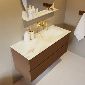 Mondiaz Vica DLux badmeubel 110cm rust 2 lades met wastafel frappe rechts zonder kraangat
