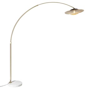 Moderne booglamp wit oosterse kap met bamboe 50 cm - XXL Rina