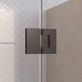 Brauer Void Carving profielloze nisdeur 140cm met draaideur 70cm aan glas gunmetal geborsteld PVD