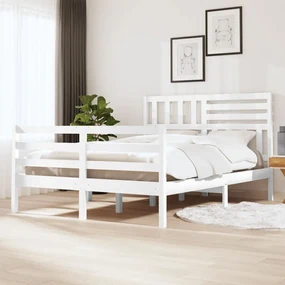 vidaXL Bedframe massief grenenhout wit 160x200 cm