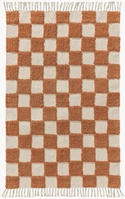 Handgeweven katoenen vloerkleed Caro met hoog-laagstructuur