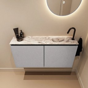 Mondiaz Ture DLux toiletmeubel 100cm plata met wastafel glace rechts met kraangat