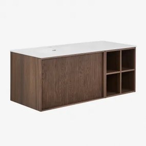 Endika Zwevend Badkamermeubelset 120x50 Cm In Hout Met Geïntegreerde Wastafel Donker Hout - Sklum