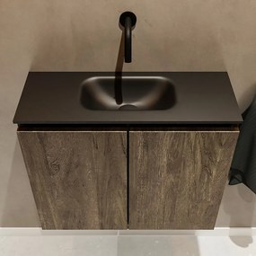 Mondiaz Ture 60cm toiletmeubel dark brown met wastafel urban midden geen kraangat