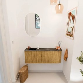 Mondiaz Joya DLux 110cm toiletmeubel ronding rechts oak met wastafel faye links 1 kraangat lava