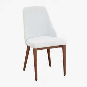 Set Van 4 Leiden Gestoffeerde Eetkamerstoelen Natuurlijk Hout & Stof Gebroken Wit - Sklum