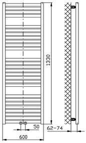 Sapho Tondi radiator wit 60x133cm 730W