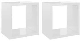 vidaXL Wandschappen kubus 2 st 22x15x22 cm hoogglans wit