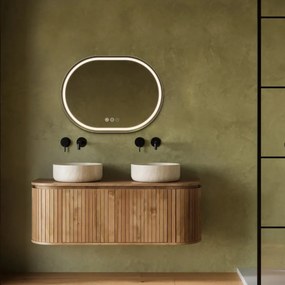 Saniclear Triova ovale spiegel 80x60cm met verwarming, directe en indirecte verlichting