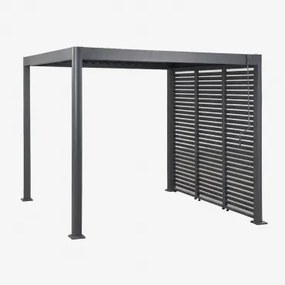 Bioclimatische Pergola Met Lamellen En Zijpaneel Van Aluminium Druvia Grijs – Grafiet & Pergola Van 3x3 M Met 3 Panelen Van 90,5 Cm - Sklum