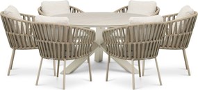Tuinset 6 personen 150 cm Rope Zand/Beige Coco Elara/Xento