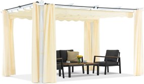 Barbados terraspergola 3x4 m met Garden Point gordijnen wit en beige