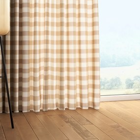 Dekoria Kant en Klaar Gordijn met plooiband, wit-beige geruit