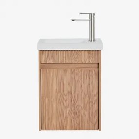 Narek Zwevend Houten Badkamermeubelset Met Geïntegreerde Wastafel Ash Brown & Spiegelloze & Geborsteld Grijs ?20 Cm Met Aftapkraan Zonder - Sklum