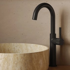 Saniclear Highriser Curved wastafelkraan zwart mat