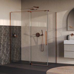 Brauer Stellar douchecabine met draaideur 160x90cm koper geborsteld PVD