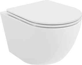 Mexen Lena Rimless wc-pot met langzaam sluitende, slanke duroplast zitting, wit glanzend - 30220300