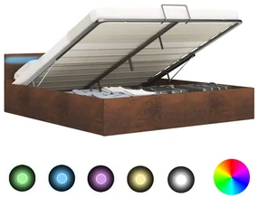 vidaXL Bedframe met opslag hydraulisch LED stof bruin 180x200 cm