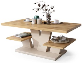 Mazzoni VIVA MAT Artisan eik/béžová - MODERNE KOFFIE TAFEL MET SCHAPPEN