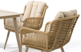 Tuinset 4 personen 130 cm Aluminium/wicker Taupe Coco Custa/Montana