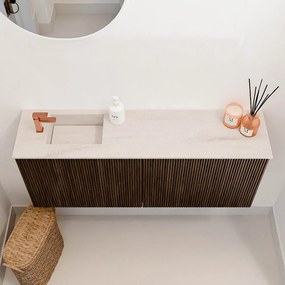 Mondiaz Joya DLux 100cm toiletmeubel walnut met wastafel faye links 1 kraangat meli