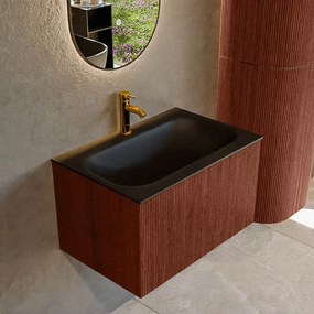 Mondiaz Kurve 70cm badmeubel ruby met 1 lade en wastafel big small midden 1 kraangat urban