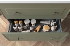 Muebles Renoir badmeubel 60cm legergroen met keramische wastafel en langwerpige handgrepen goud