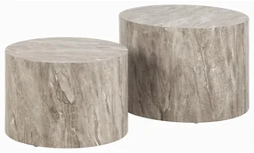 Ronde Salontafelset Grijs Marmer Look