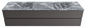 Mondiaz Vica DLux badmeubel 200cm dark grey 4 lades met wastafel lava dubbel 2 kraangaten