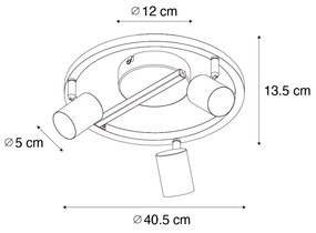 PlafondSpot / Opbouwspot / Plafondspot zwart GU10 50mm 3-lichts rond incl. backlight - Back Up Modern GU10 Binnenverlichting Lamp