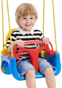 VEVOR 3-in-1 babyschommelstoel, draagvermogen 136 kg, kinderschommel, rood/geel/blauw, voor binnen- en buitenspeelplaatsen, met verstelbare touwen en karabiners, voor kinderen vanaf 6 maanden, CE- en CPC-gecertificeerd
