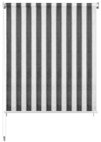 vidaXL Rolgordijn voor buiten gestreept 200x140 cm antraciet en wit