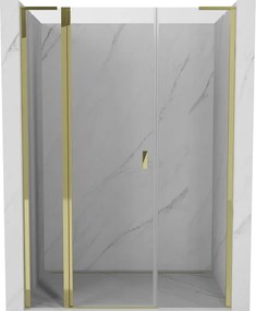 Mexen Mist L douchedeuren zwenkbaar 135 cm, transparant, goud - 8A4L-135-001-50-00