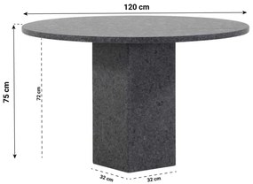 Dining Tuintafel rond 120 cm Graniet Grijs