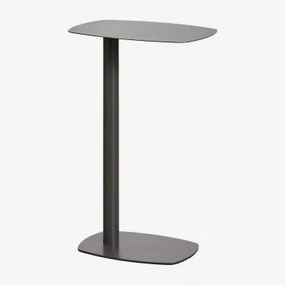 Rechthoekige Bijzettafel 40x25 Cm Van Staal Odelia ↑65 Cm & Gris Granito - Sklum