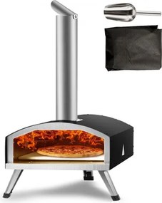 VEVOR Draagbare Buitenpizzaoven 304,8 mm, Gas Houtpellet Houtskool Pizzaoven, RVS Pizzaoven, Max. 540 ℃ Houtpelletschep &amp; Pizzasteen &amp; Draagtas - Premium Pizza Houtoven voor de Tuin
