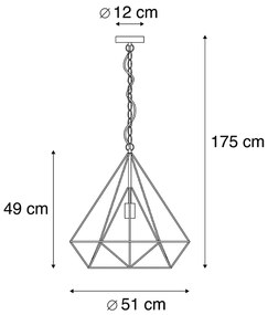 Scandinavische hanglamp zwart - Karkass Industriele / Industrie / Industrial, Design E27 Scandinavisch rond Binnenverlichting Lamp