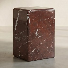 Bijzettafel Rood Marmer Vierkant - 30 X 30cm.