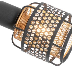Design vloerlamp zwart met goud 3-lichts - Noud Design E14 Binnenverlichting Lamp