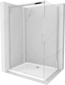 Mexen Omega douchecabine schuifdeur 120 x 80 cm, transparant, chroom + Flat douchebak - 825-120-080-01-00-4010